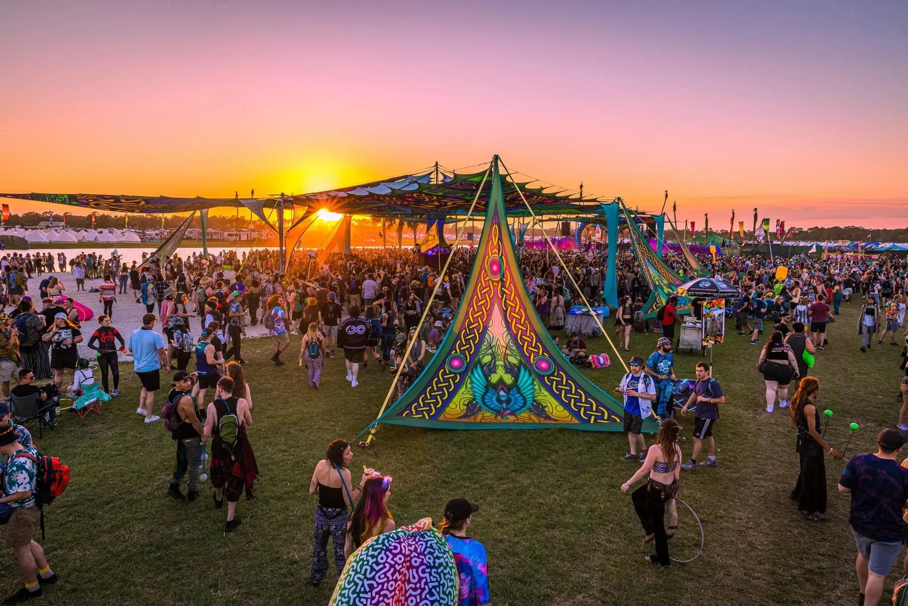 Sunset festival gathering — festival photograph